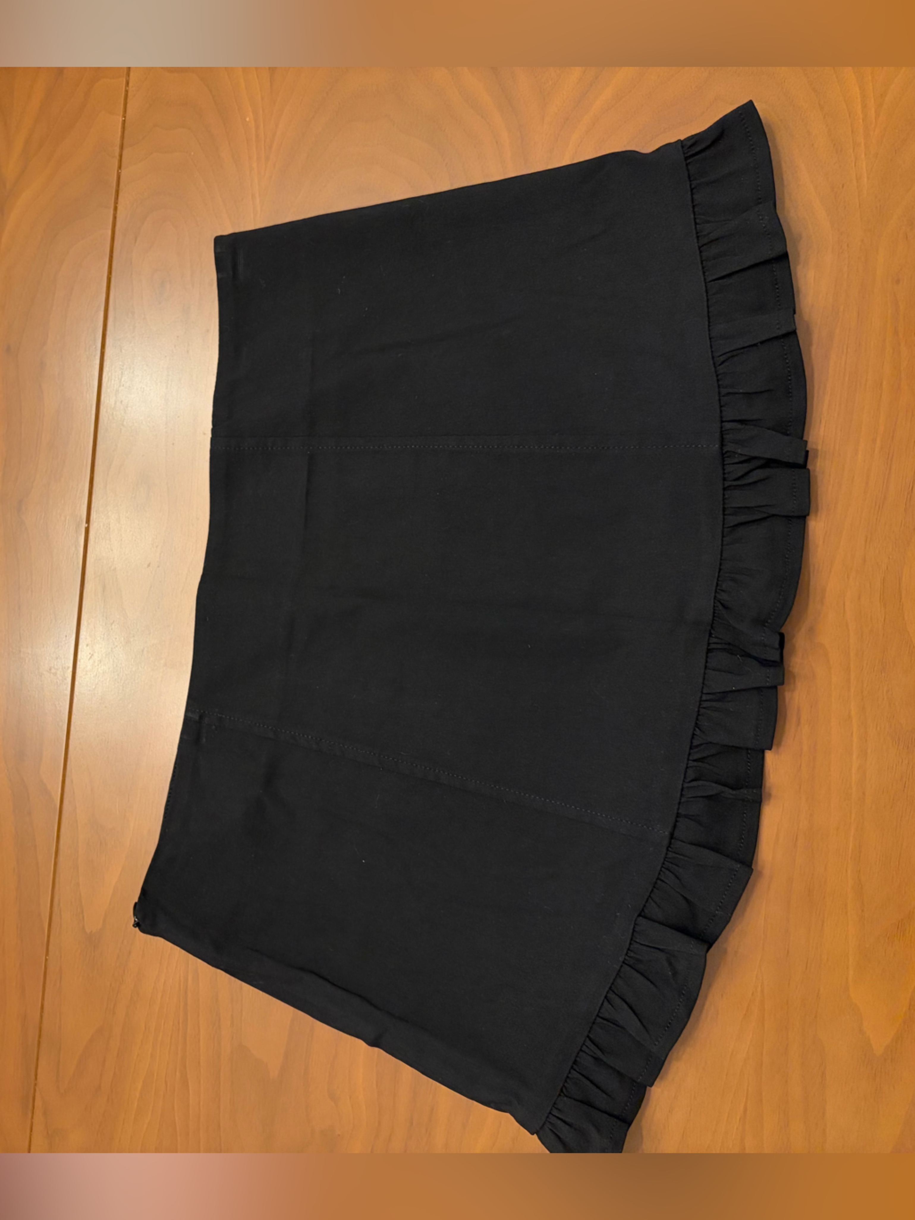 Black Ruffle-Trim Mini Skirt